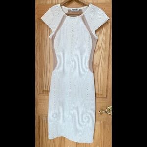 Mystic Fitted White Dress with Sheer Detail